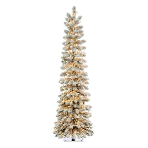 6' x 19" Artificial Snowy Flocked Alpine 1320 Warm White LED Lights 1