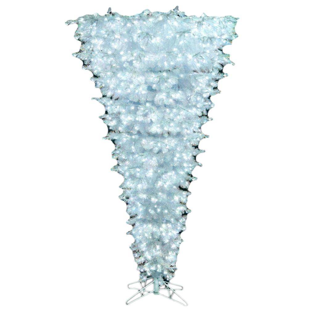 7' x 62" Artificial Upside Down Iridescent 750 Pure White Lights 1
