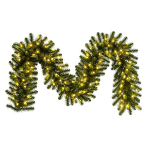 9' x 14" Artificial Deluxe Sequoia Pine 100 Warm White Lights Garland 1