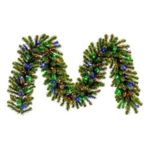 9' x 14" Artificial Deluxe Sequoia Pine 100 Multi Color Lights Garland 1