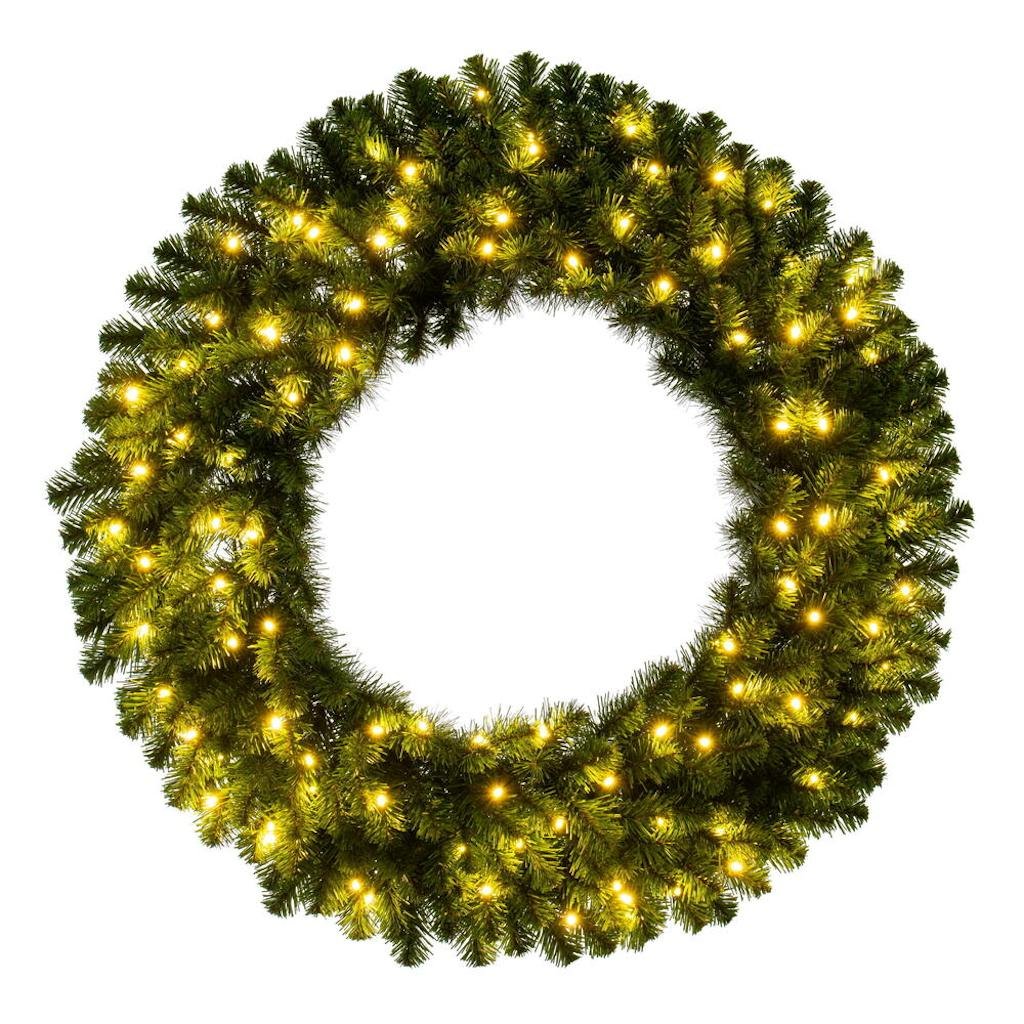 42" Green Deluxe Sequoia Pine Wreath 200 Warm White Lights 1