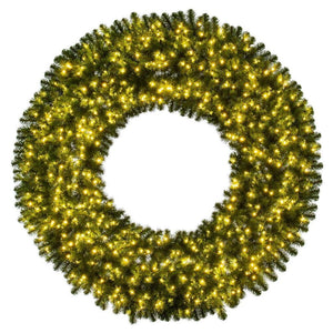 60" Green Deluxe Sequoia Pine Wreath 500 Warm White 1