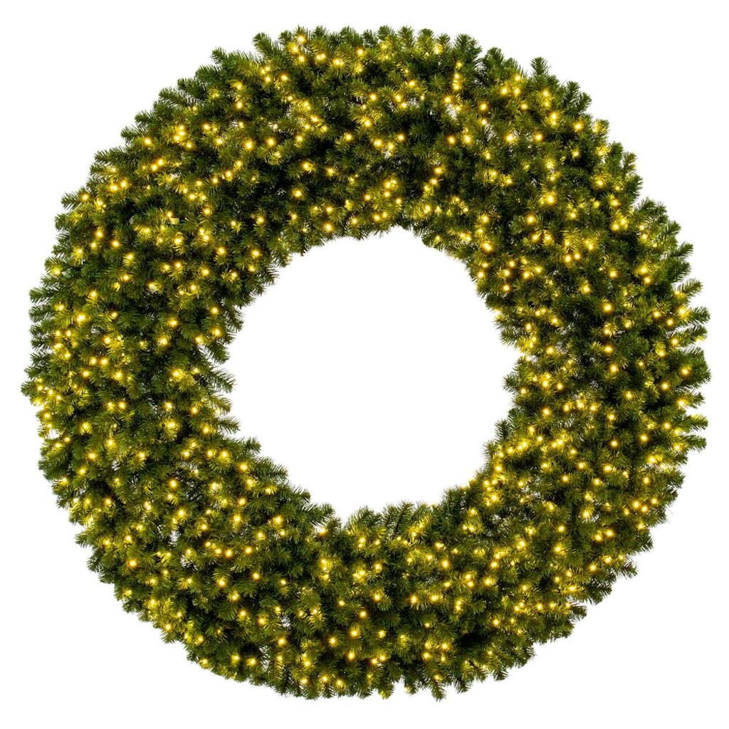 72" Green Deluxe Sequoia Pine Wreath 600 Warm White 1