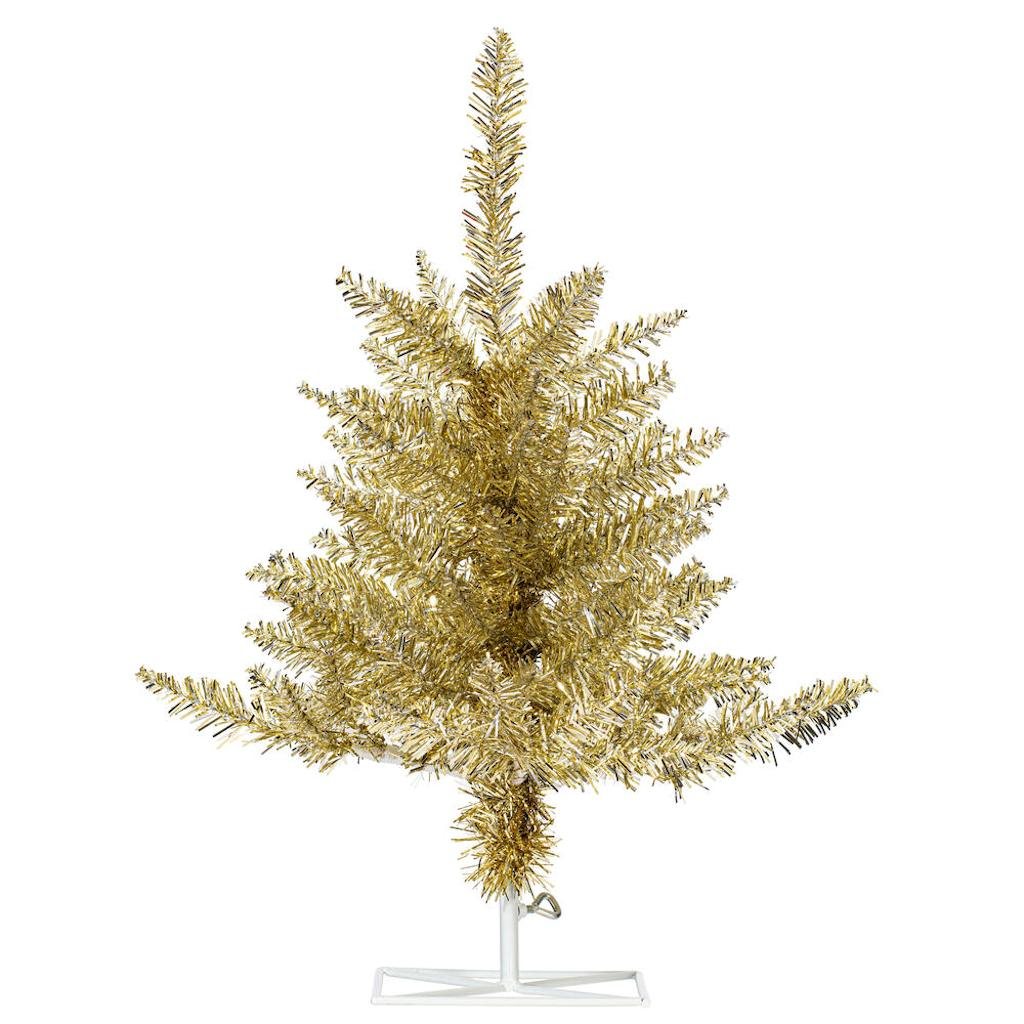 2' x 20" Artificial Champagne Tinsel Fir Tree Unlit 1