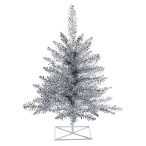 2' x 20" Artificial Silver Tinsel Fir Tree Unlit 1