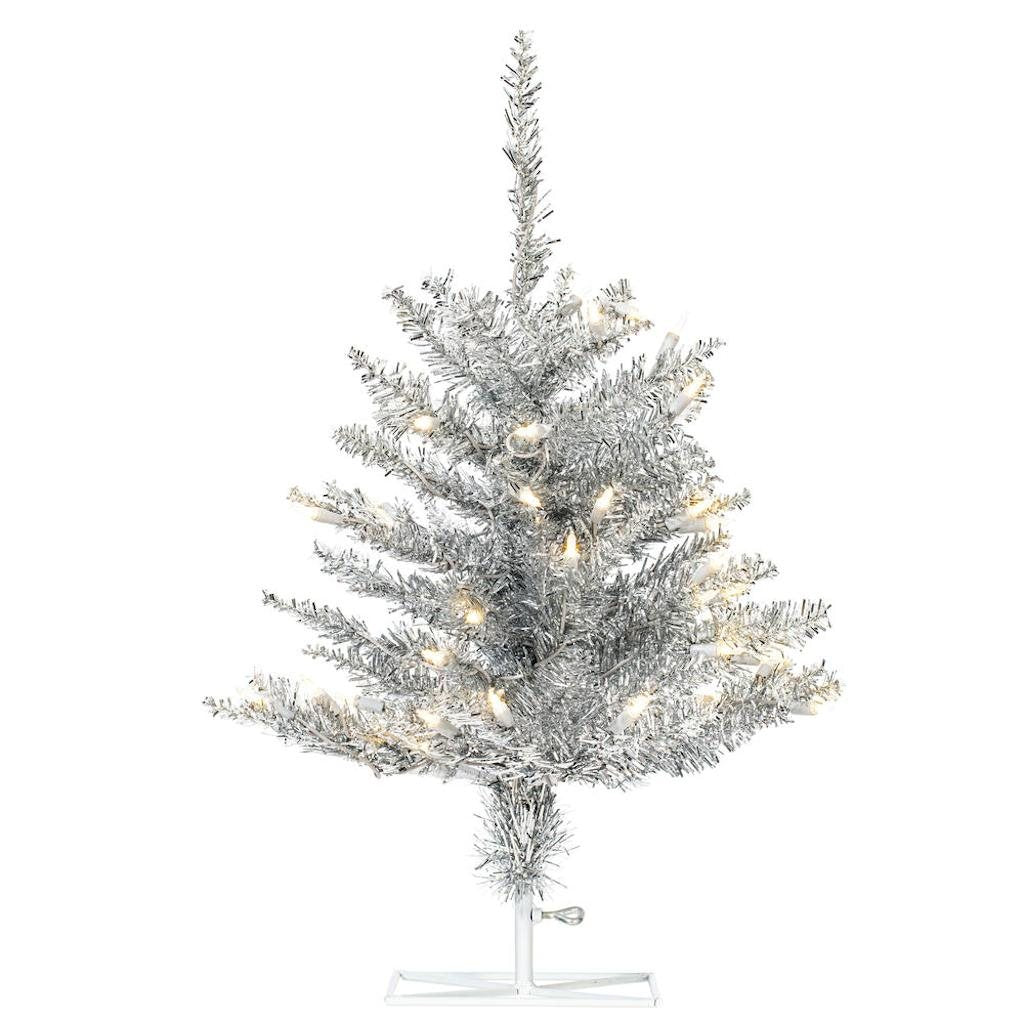 2' x 20" Tinsel Silver Fir DuraLit 50 Warm White LED 1
