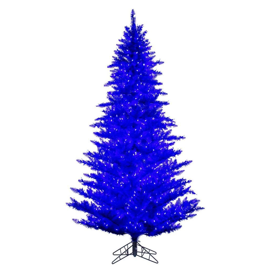 4.5' x 24" Blue Tinsel 400 Tips 200 Warm White LED Mini Lights Christmas Tree 1