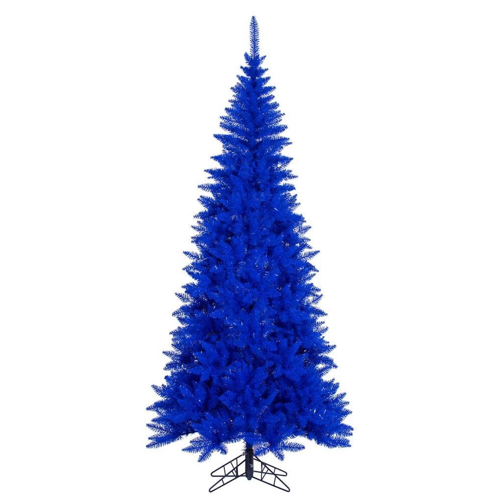 7.5' x 40" Slim Blue Tinsel 1238 Tips Christmas Tree 1