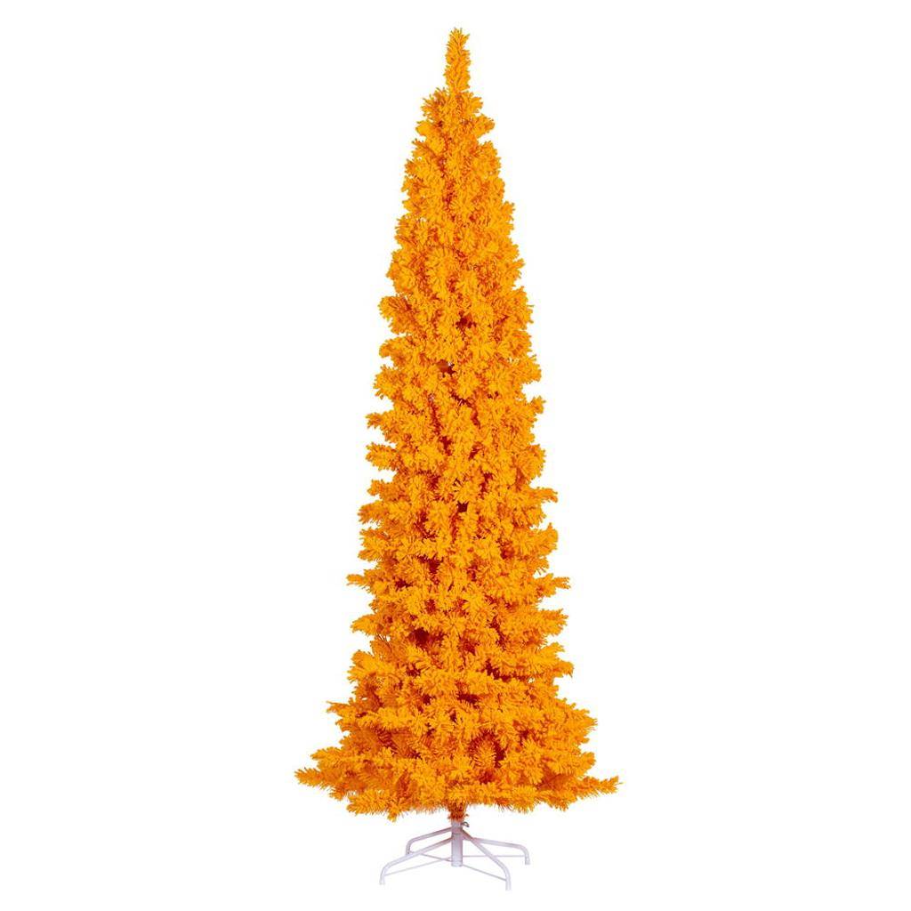7.5' x 35" Slim Flocked Yellow 699 Tips Christmas Tree 1