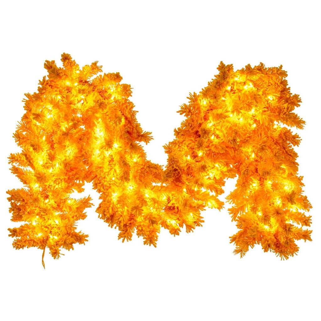 9' x 14" Artificial Flocked Yellow Artificial Pre-Lit Garland LED Mini Lights 1