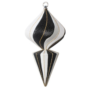 12" Black and White Finial Gold Line Ornament 1