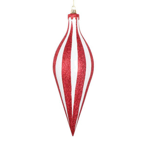 12" White / Red Glitter Drop Ornament 1