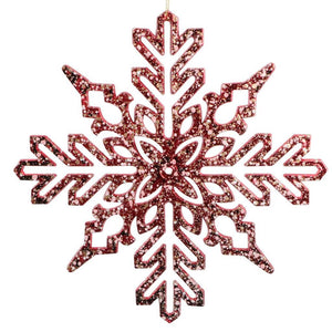 9" Red Shiny Snowflake Ornament (2 Pack) 1