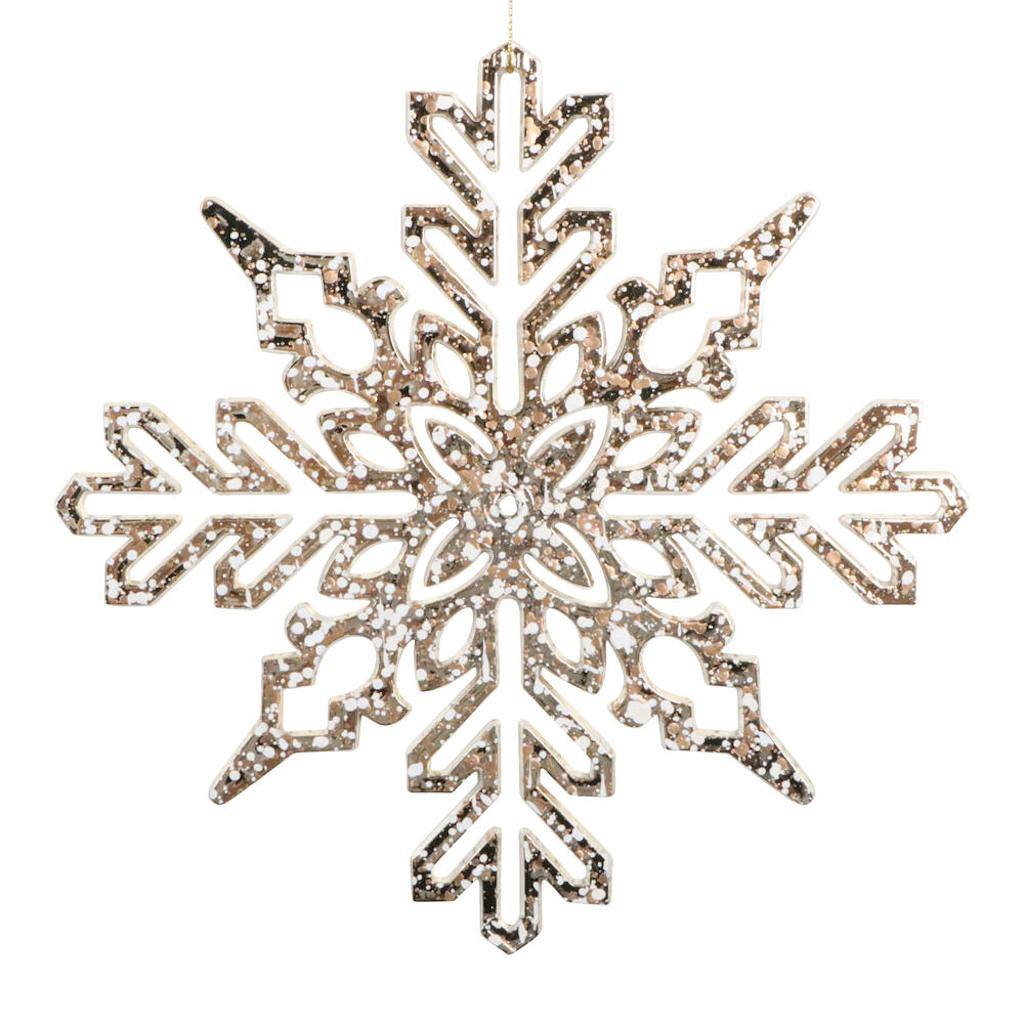 9" Champagne Shiny Snowflake Ornament (2 Pack) 1