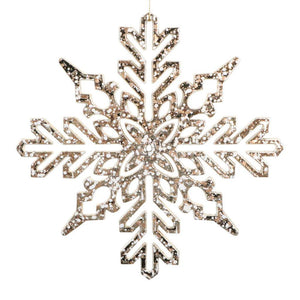 9" Champagne Shiny Snowflake Ornament (2 Pack) 1