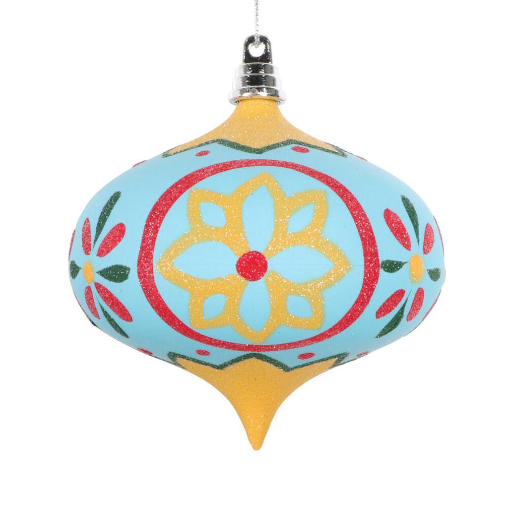 4" Light Blue Hand-Painted Onion Ornament (3 Pack) 1
