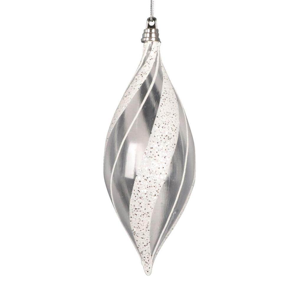 7" Clear White / Silver Shuttle Ornament (3 Pack) 1
