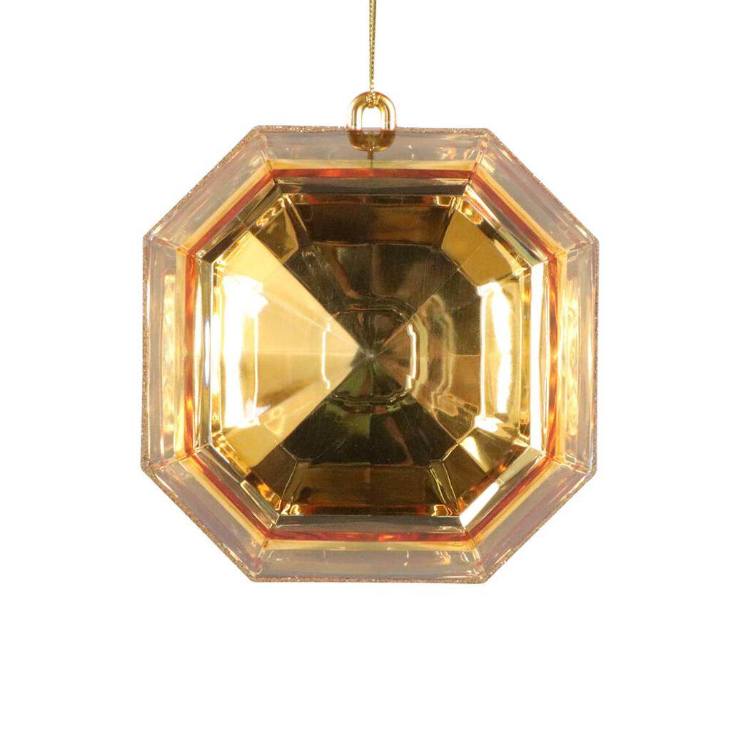 6" Gold Square Jewel Glitter Ornament Assortment (2 Pack) 1