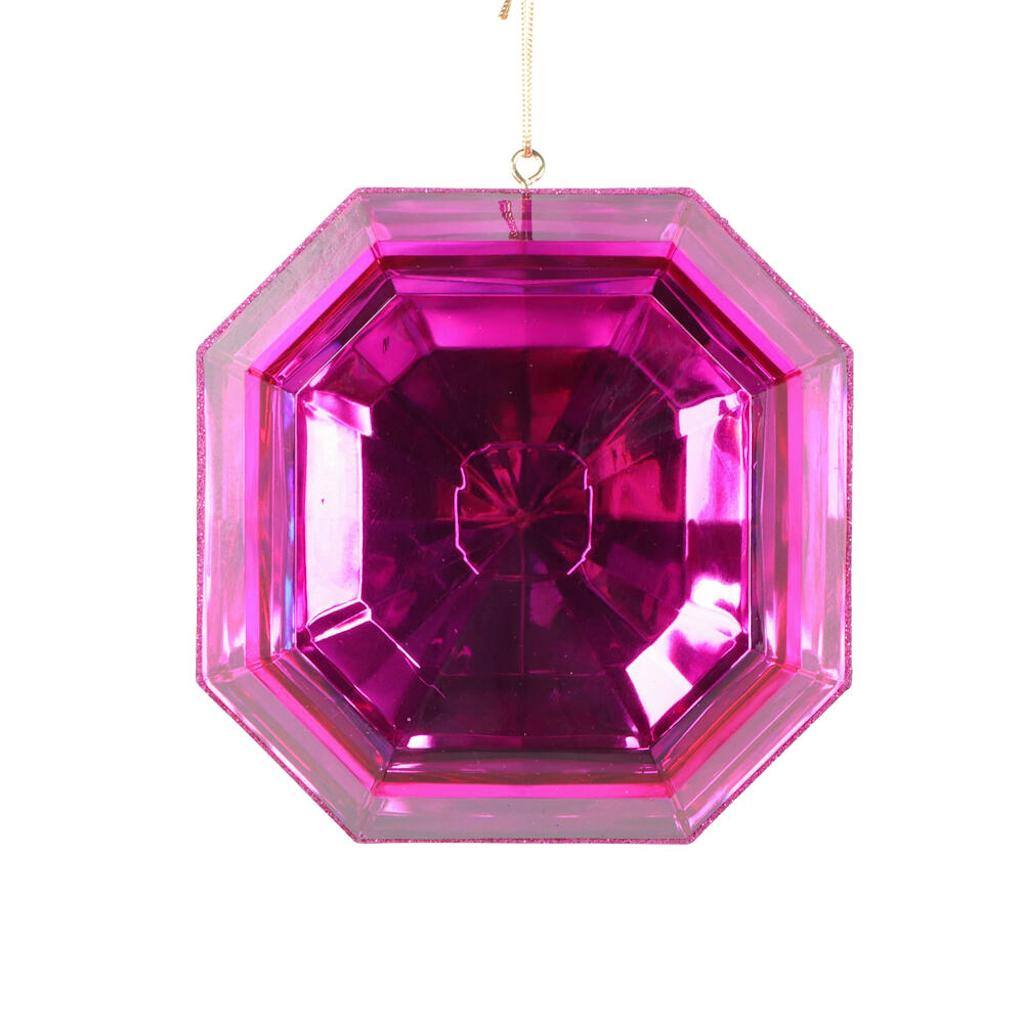 6" Pink Square Jewel Glitter Ornament Assortment (2 Pack) 1