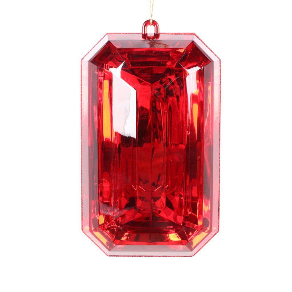 8" Red Rectangle Jewel Glitter Ornament Assortment (2 Pack) 1