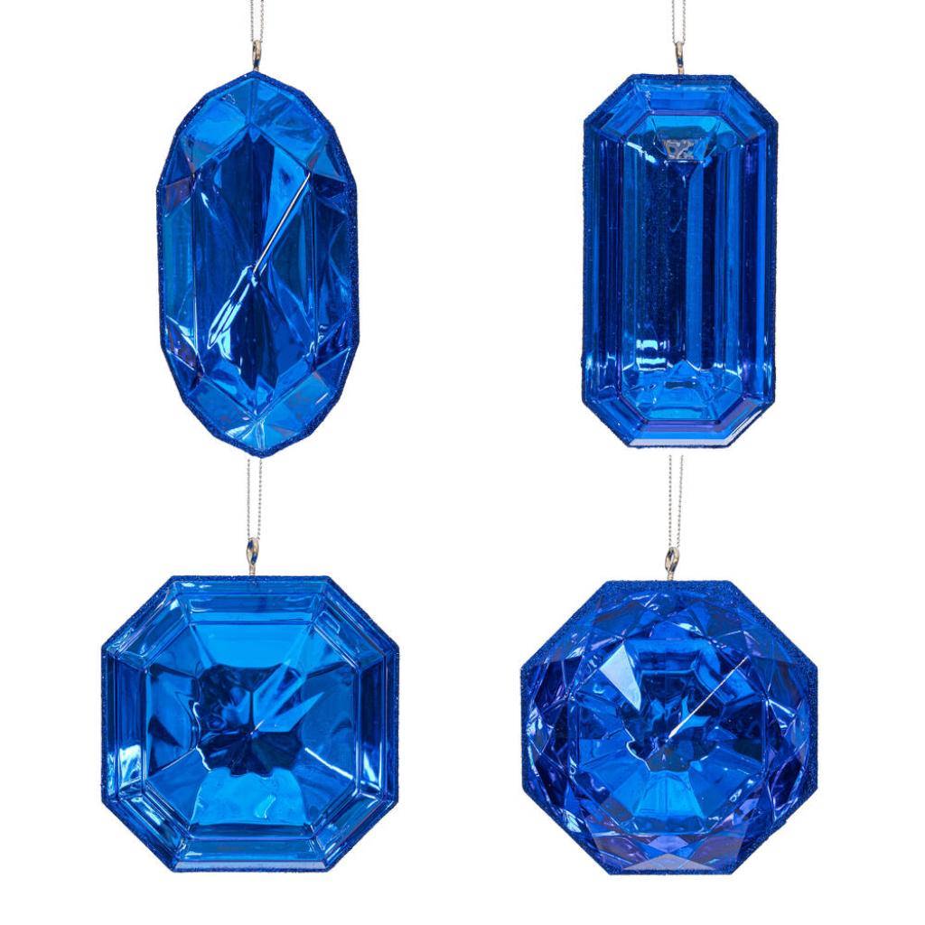 4-5" Blue Jewel Glitter Christmas Ornament Assortment (4 Pack) 1