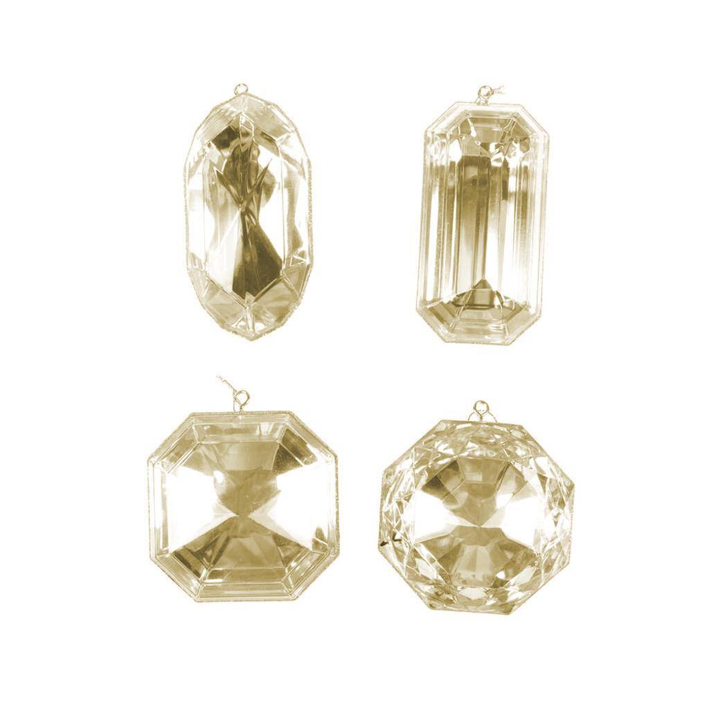 4"-5" Champagne Jewel Glitter Ornament Assortment (4 Pack) 1