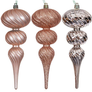 8" Rose Gold Swirl Finial Ornament Assortment (6 Pack) 1