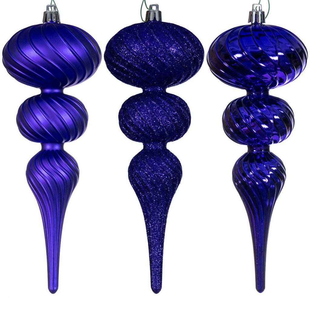 8" Purple Swirl Finial Ornament Assortment (6 Pack) 1