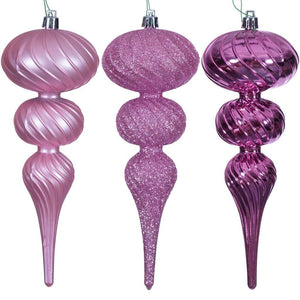 8" Pink Swirl Finial Ornament Assortment (6 Pack) 1