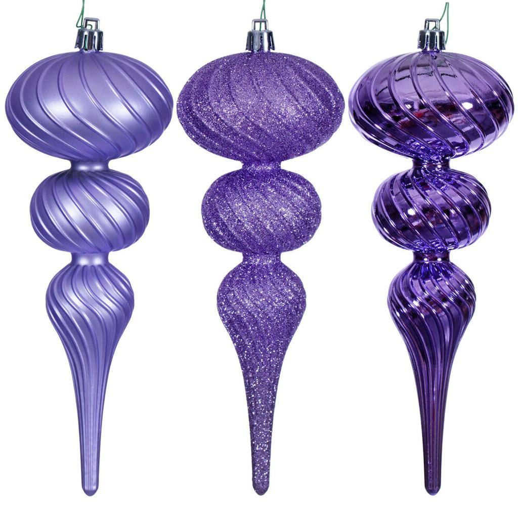 8" Lavender Swirl Finial Ornament Assortment (6 Pack) 1