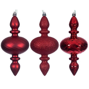 8.2" Red Swirl Finial Ornament Assortment (6 Pack) 1