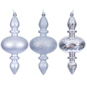 8.2" Silver Swirl Finial Ornament Assortment (3 Pack) 1