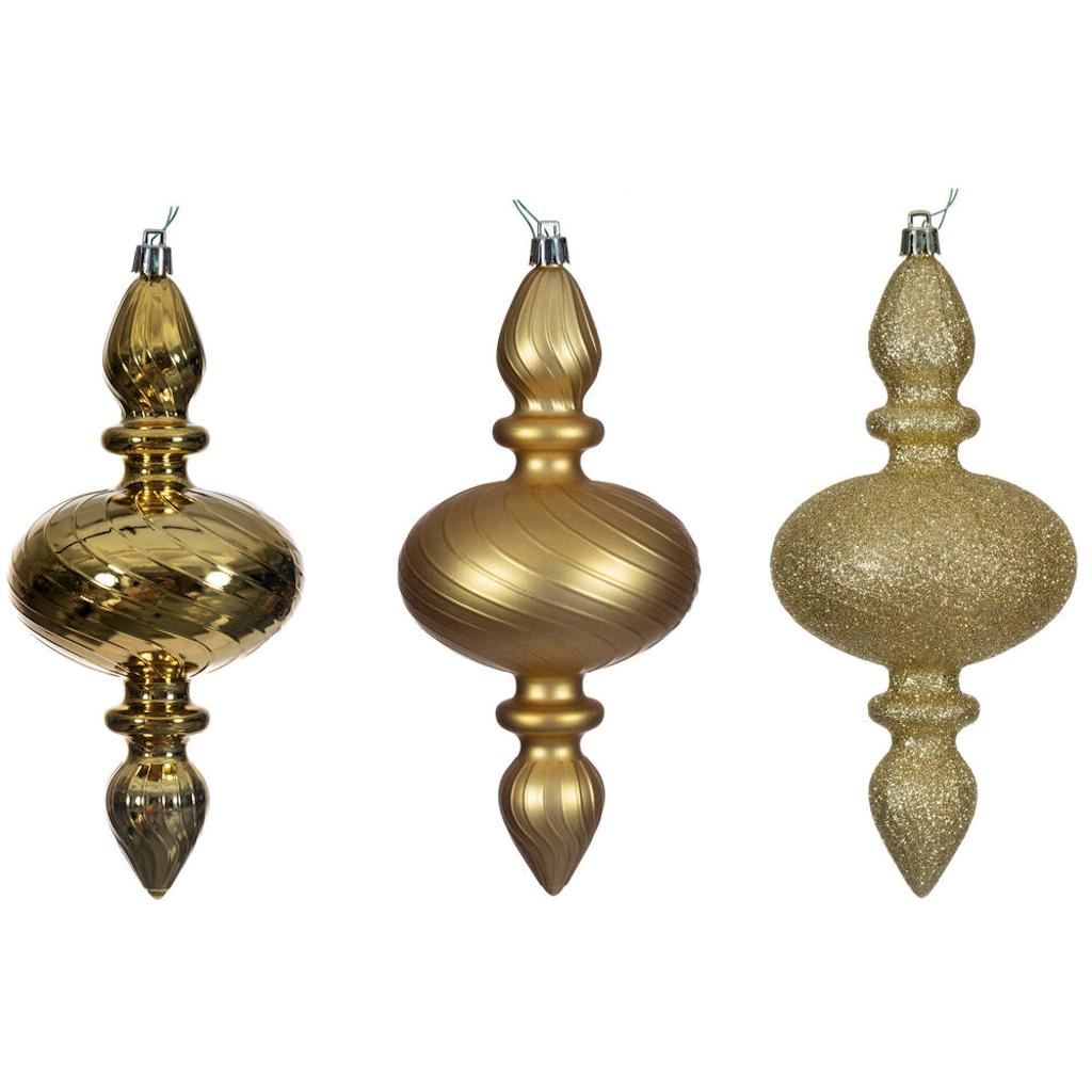 8.2" Gold Swirl Finial Ornament Assortment (6 Pack) 1
