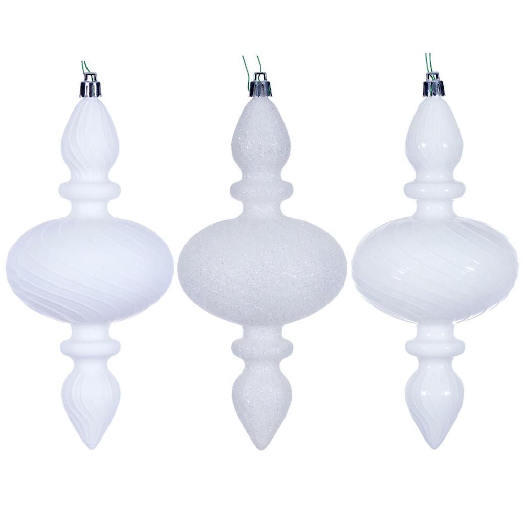 8.2" White Swirl Finial Ornament Assortment (6 Pack) 1