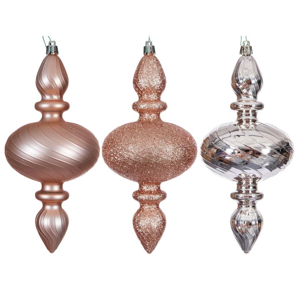 8.2" Rose Gold Swirl Finial Ornament Assortment (6 Pack) 1