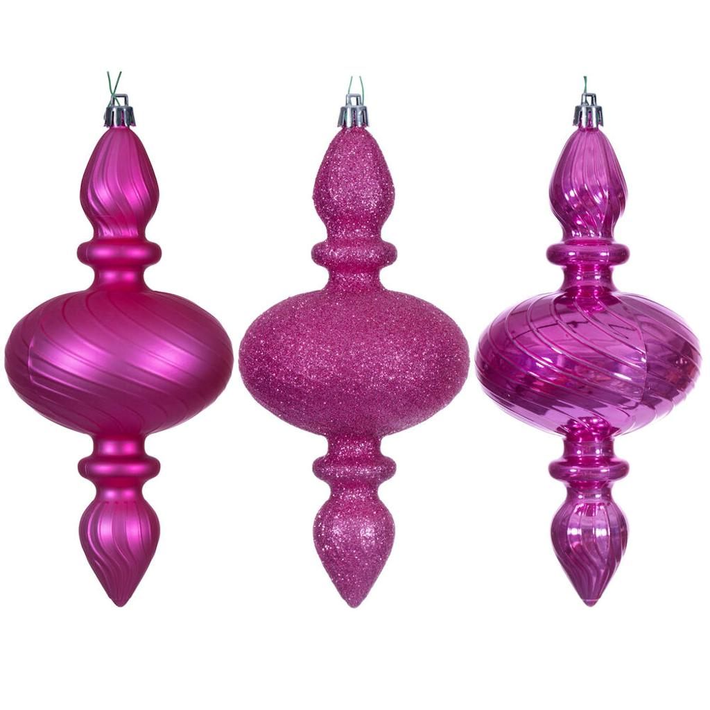 8.2" Hot Pink Swirl Finial Ornament Assortment (6 Pack) 1