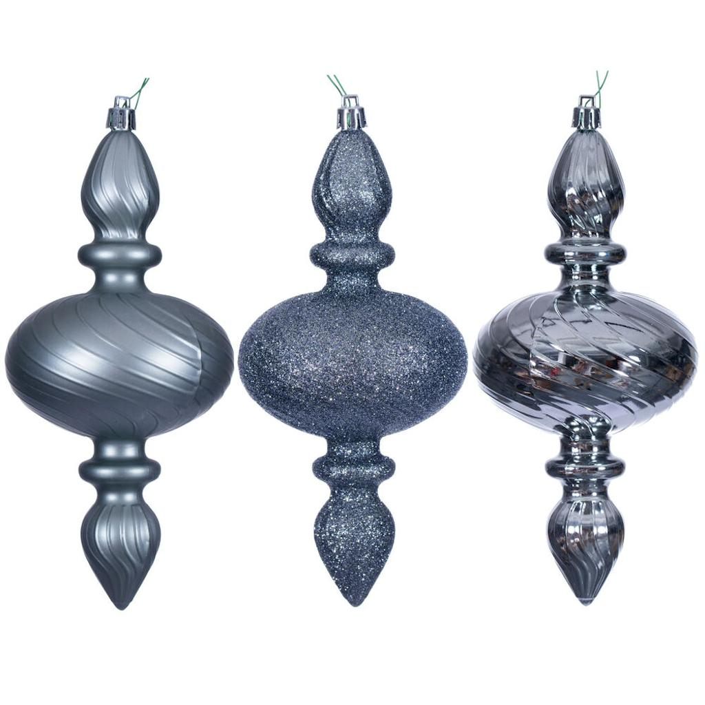 8.2" Pewter Swirl Finial Ornament Assortment (6 Pack) 1