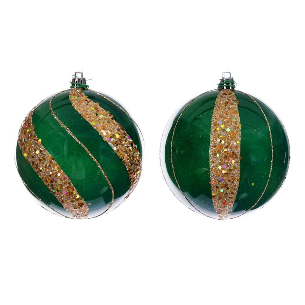4" Green Pearl Sequin Ball Ornament (6 Pack) 1