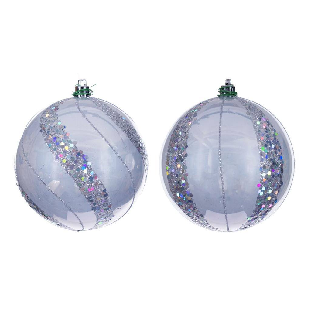 4" Silver Pearl Sequin Ball Ornament (6 Pack) 1