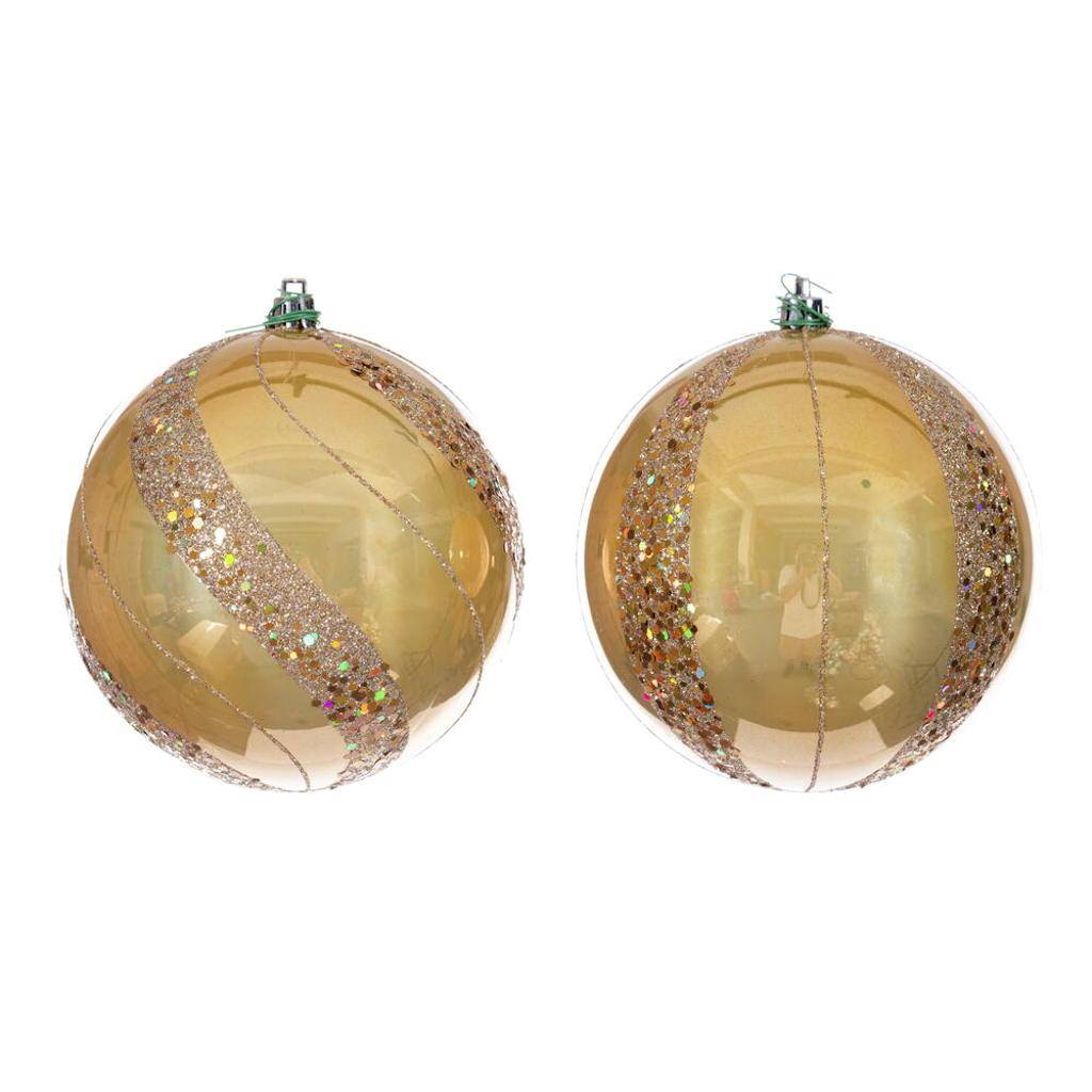 4.75" Gold Pearl Sequin Ball Ornament (4 Pack) 1