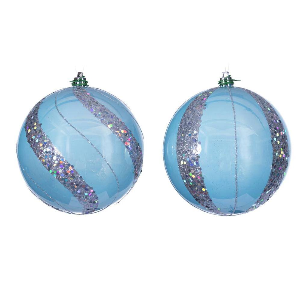 4.75" Baby Blue Pearl Sequin Ball Ornament (4 Pack) 1