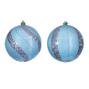 4.75" Baby Blue Pearl Sequin Ball Ornament (4 Pack) 1