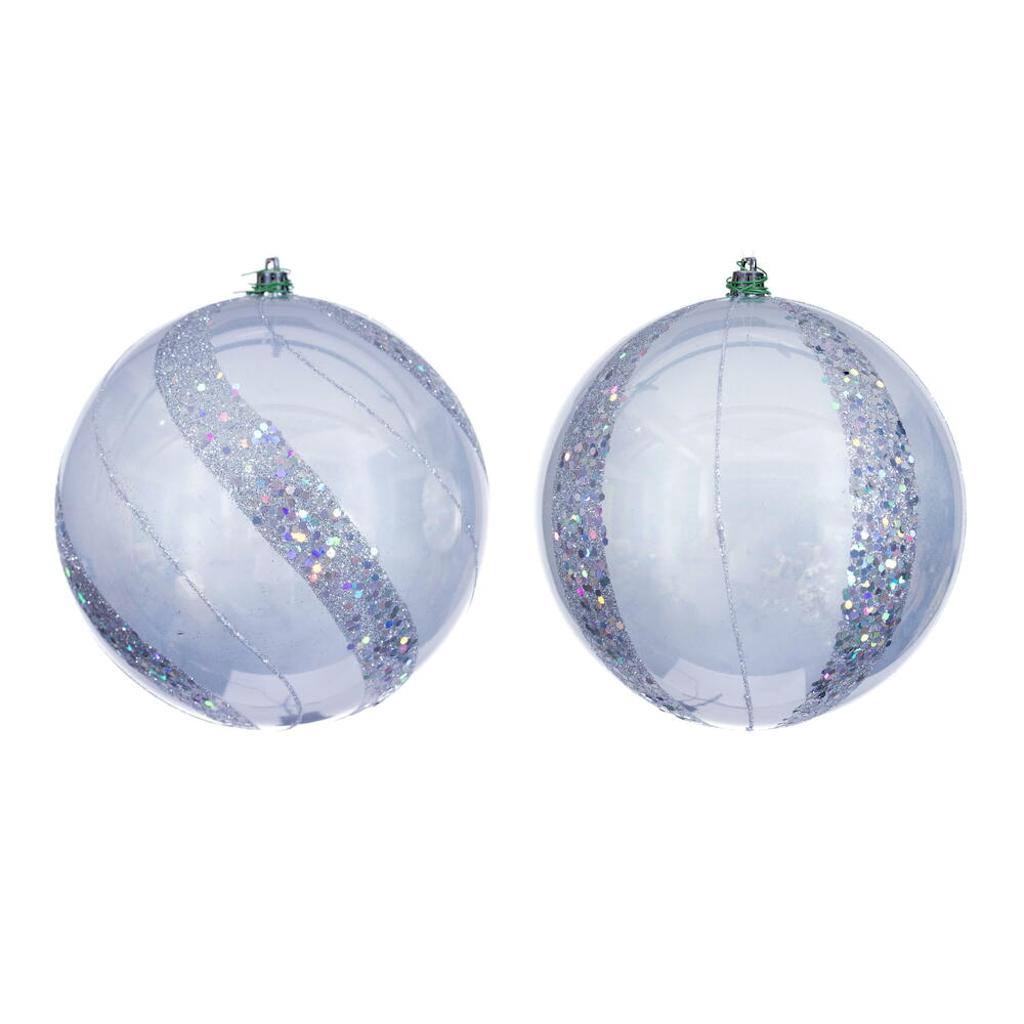 6" Silver Pearl Sequin Ball Ornament (4 Pack) 1