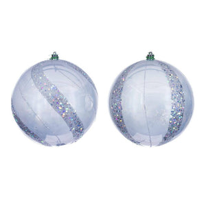 6" Silver Pearl Sequin Ball Ornament (4 Pack) 1