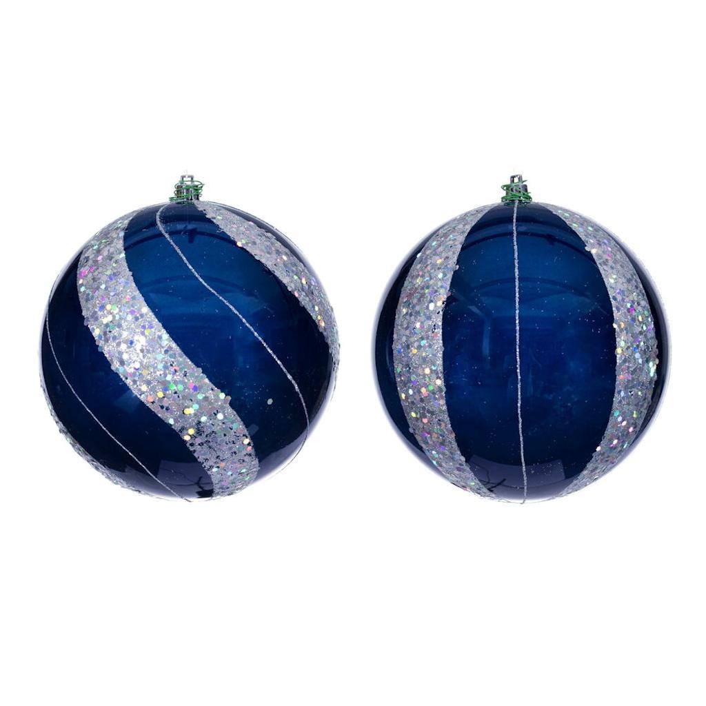 6" Midnight Blue Pearl Sequin Ball Ornament (4 Pack) 1