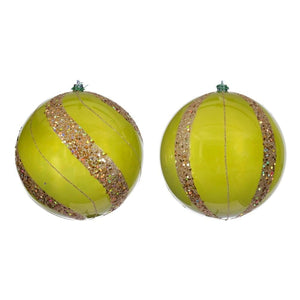 6" Lime Pearl Sequin Ball Ornament (4 Pack) 1