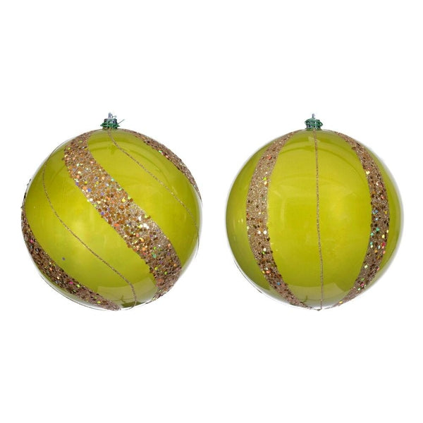 6" Lime Pearl Sequin Ball Ornament (4 Pack) 1