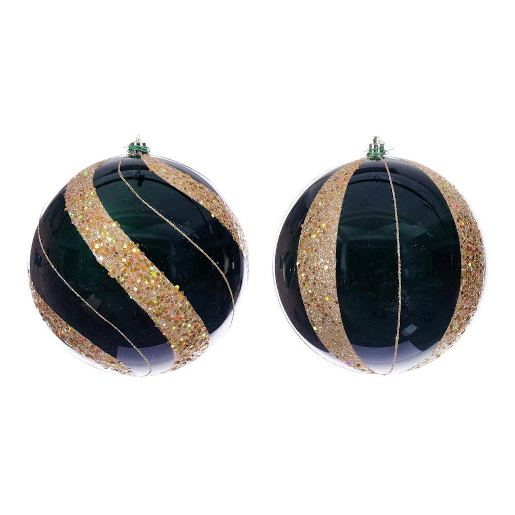 6" Midnight Green Pearl Sequin Ball Ornament (4 Pack) 1