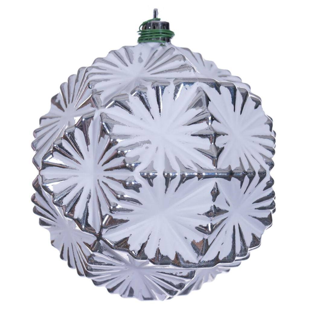 4" Silver Etch Prism Design White Brush Ornament (6 Pack) 1