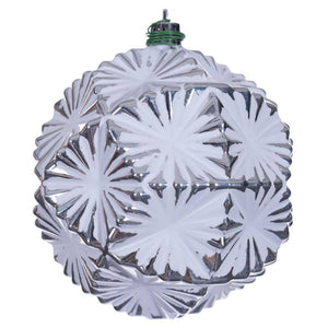 4" Silver Etch Prism Design White Brush Ornament (6 Pack) 1